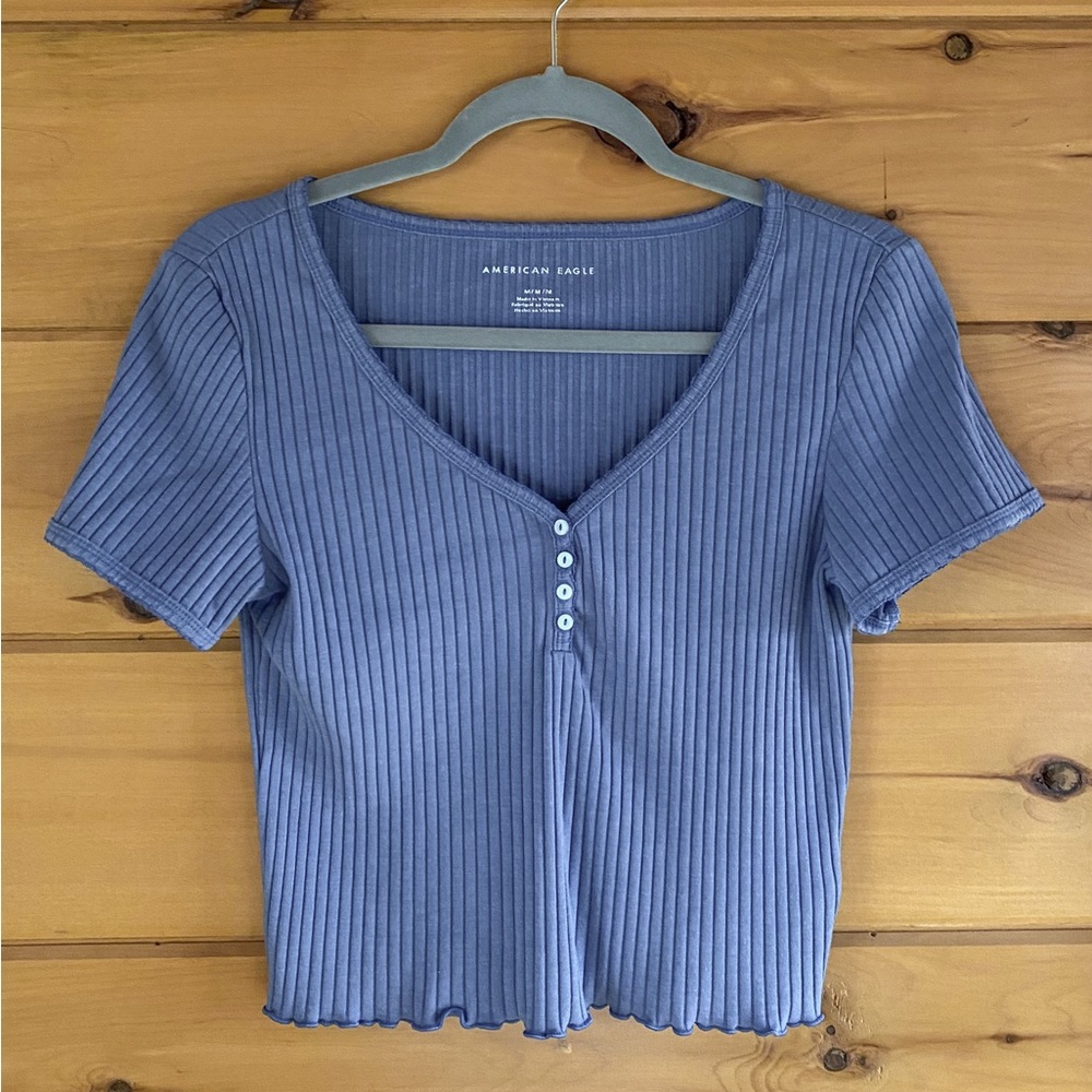 Blue American eagle scoop neck